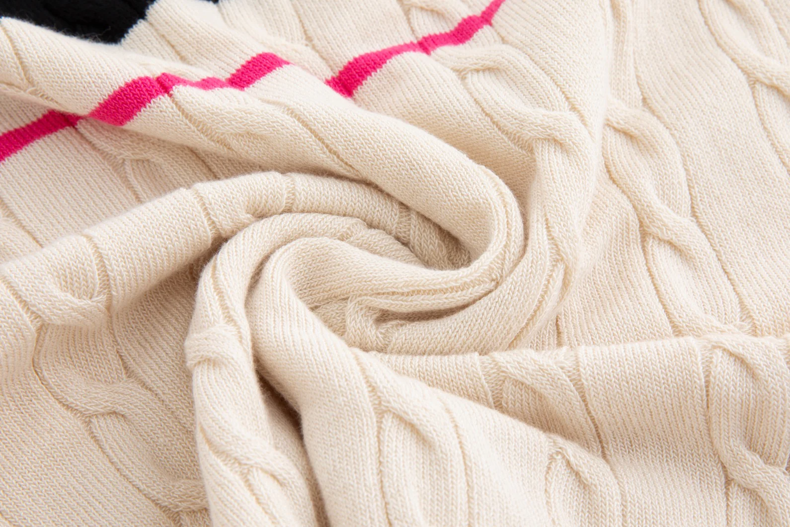 Beige Pink And Black Cable Knit Top - Image 7