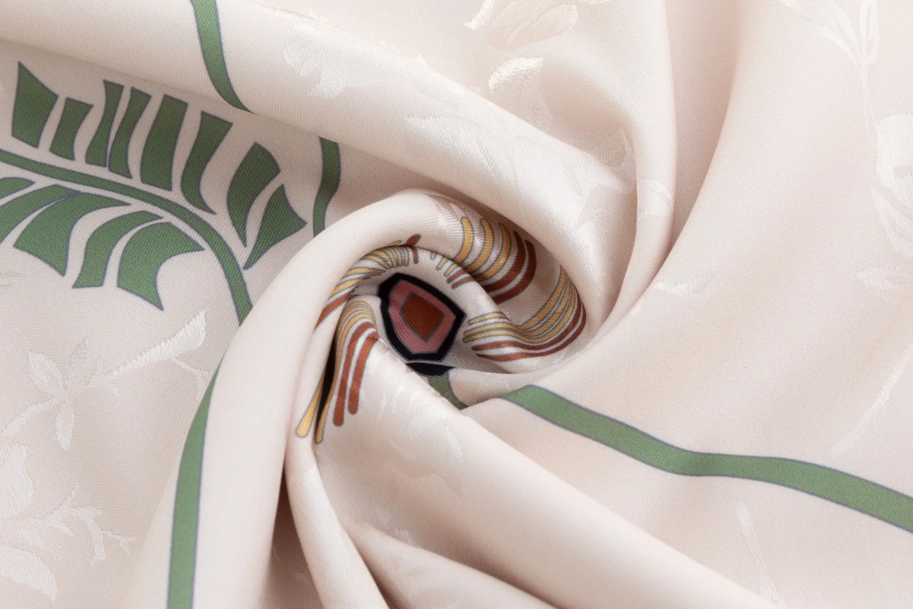 Beige Base Plant Printed Jacquard Dress - Image 6
