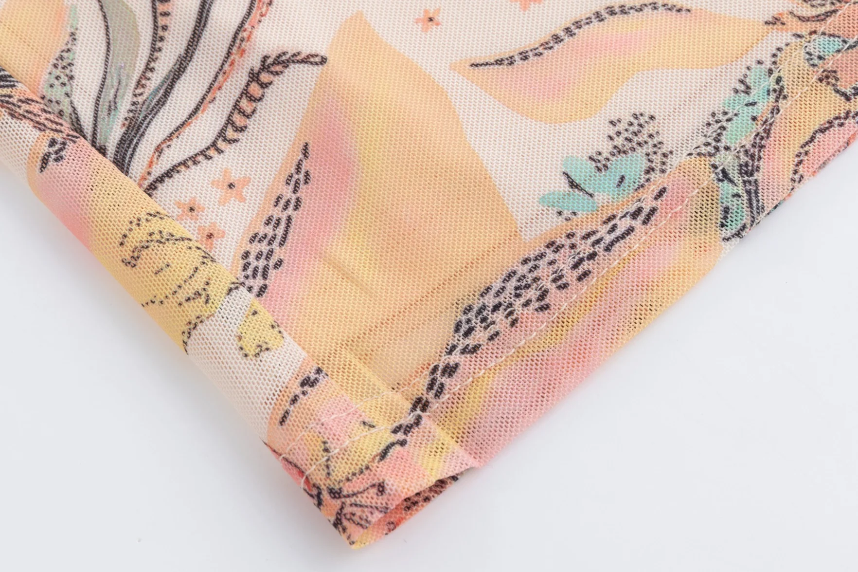 Beige Base Multicolor Printed Mesh Top - Image 5