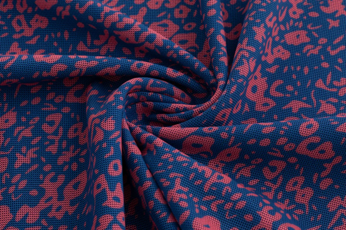 Navy Base Coral Flower Printed Mesh Top - Image 6
