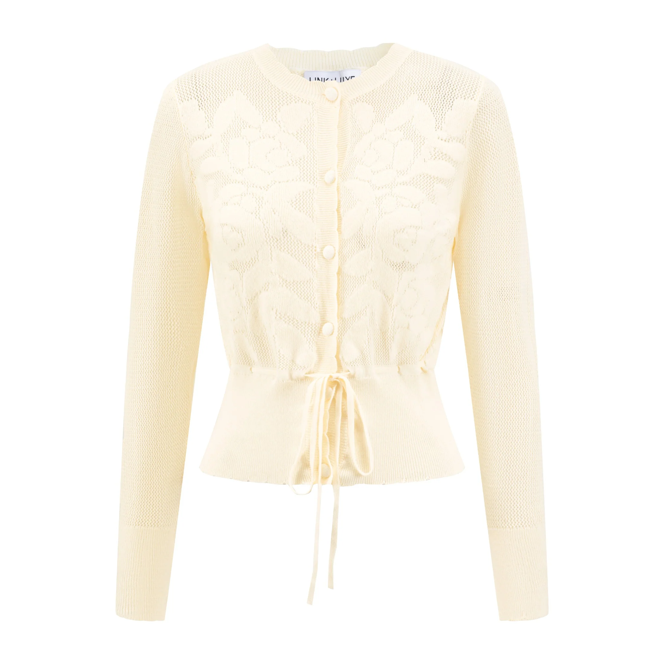 Cream Floral Knit Cardigan - Image 2