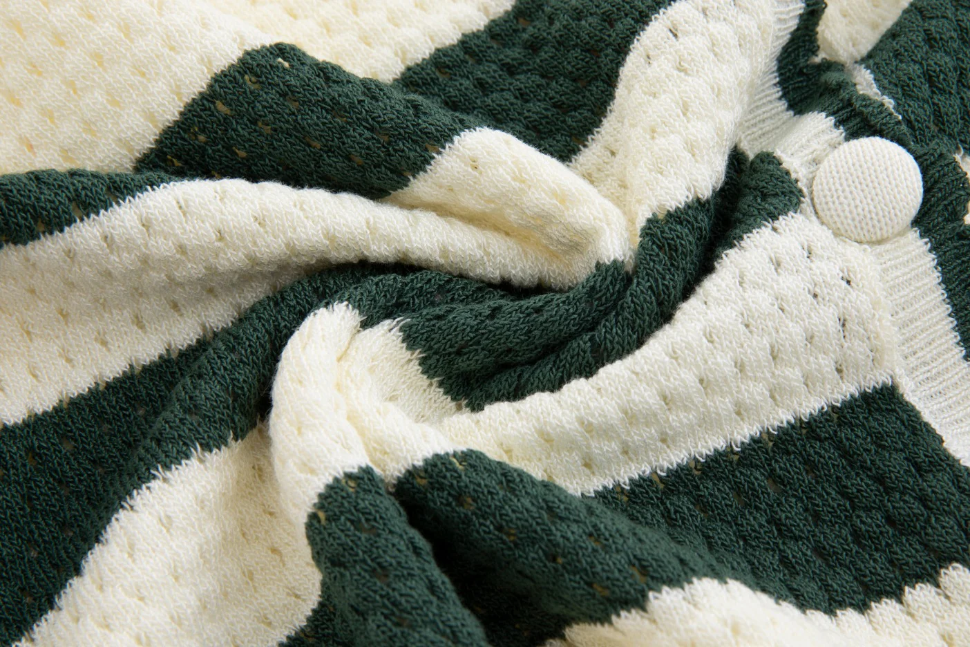 Cream And Green Crochet Knit Blouse - Image 6