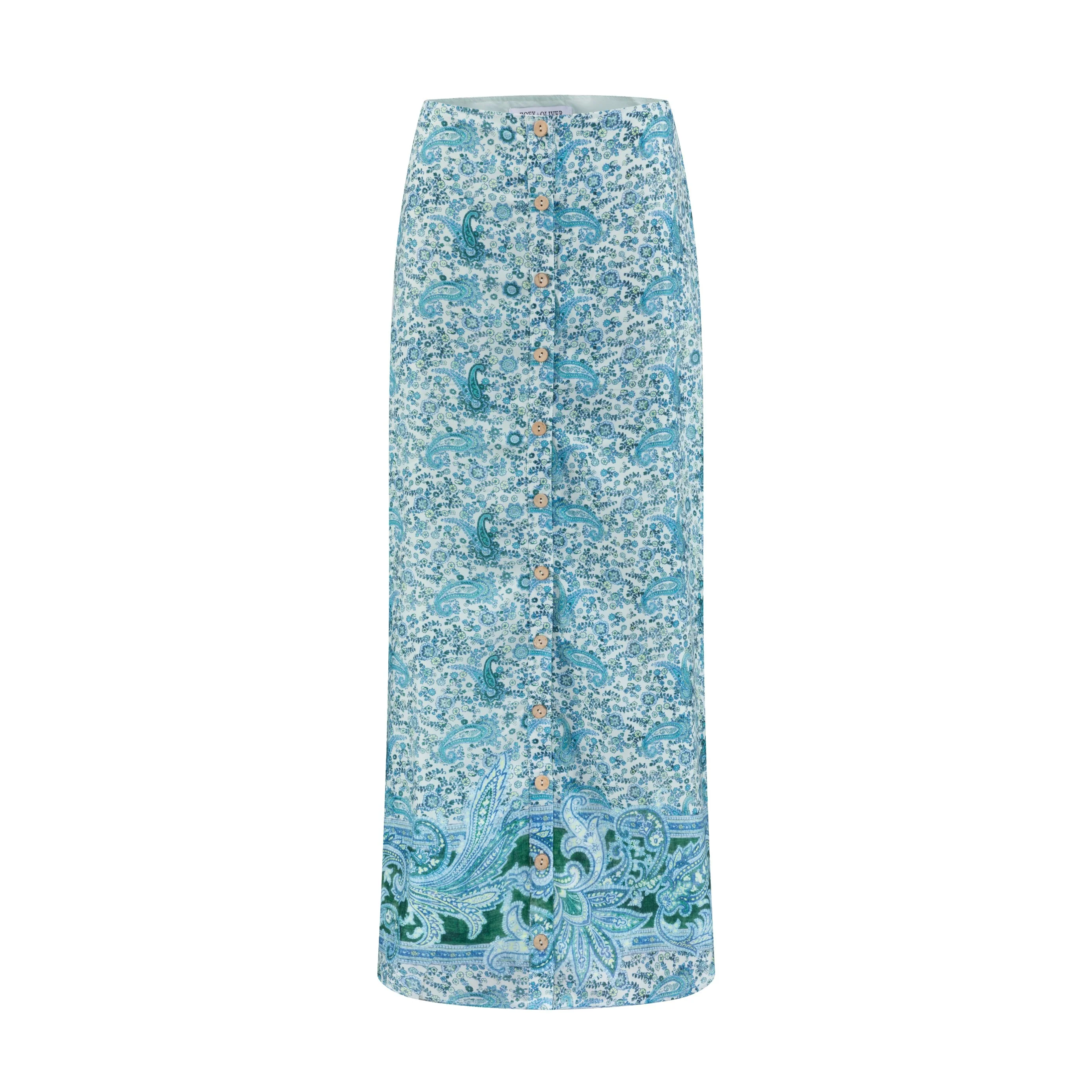 Blue Paisley Printed Skirt - Image 3