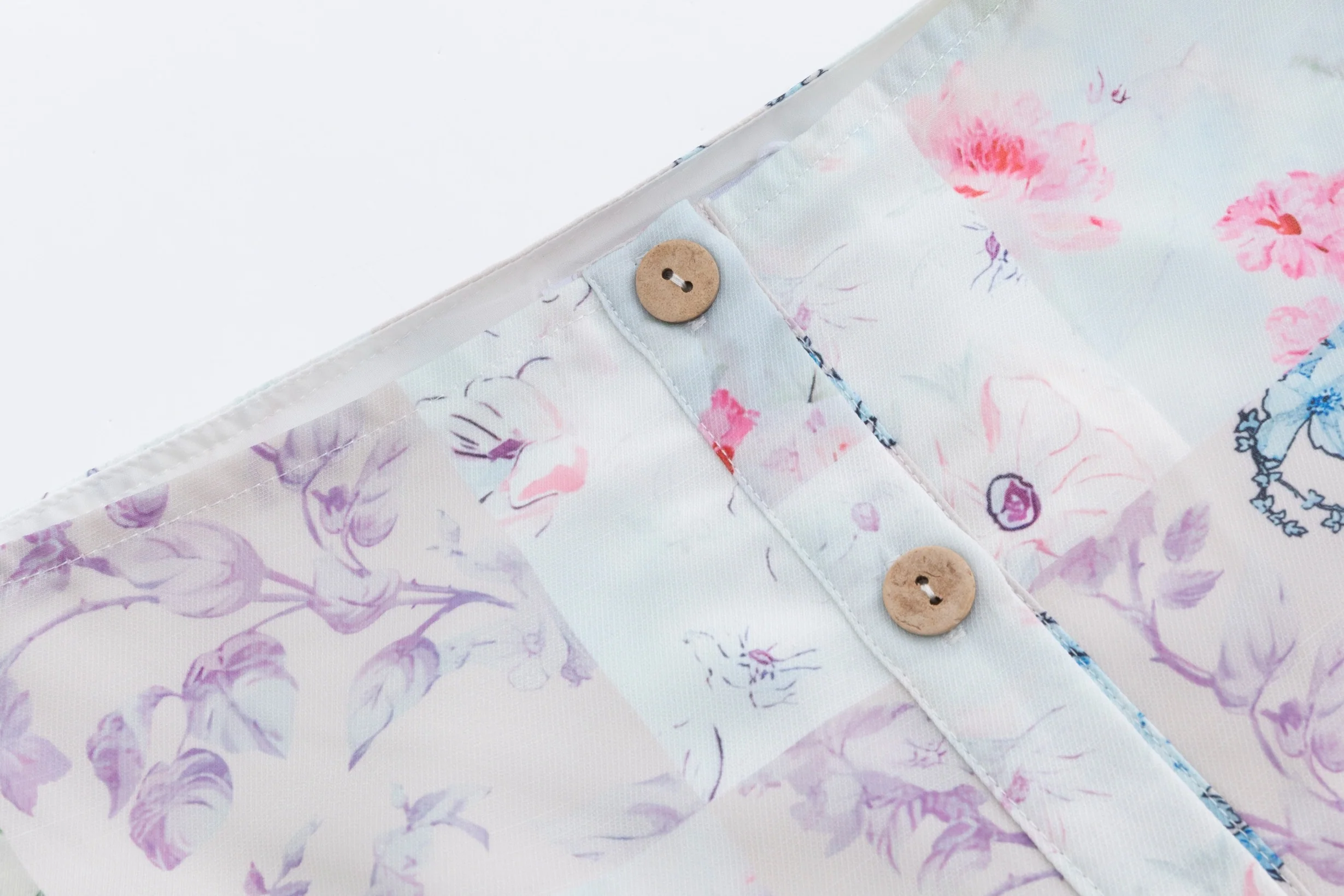 Pink/Blue Patchwork Printed Skirt - Image 4