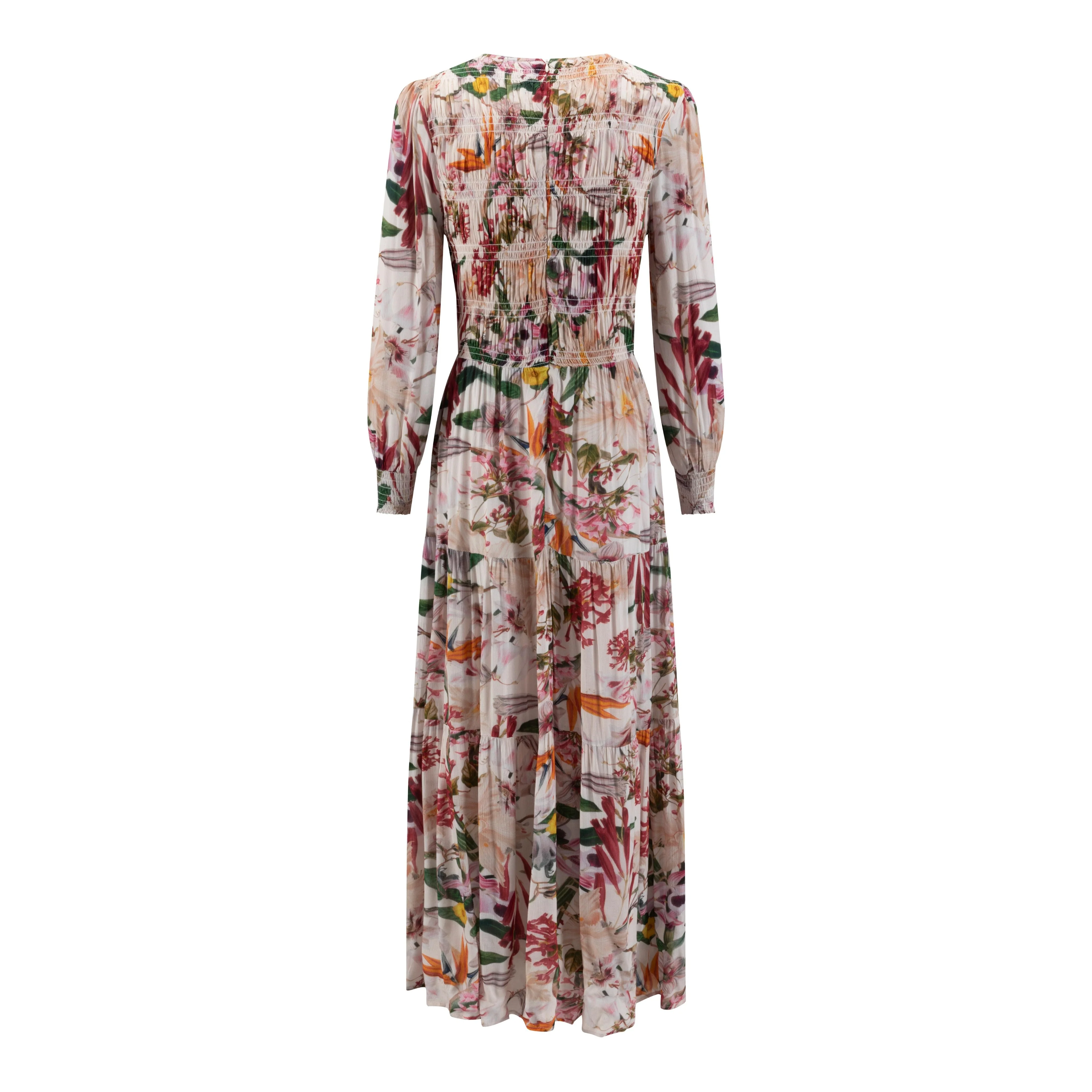 Floral Printed Linen Tiered Dress - Image 2