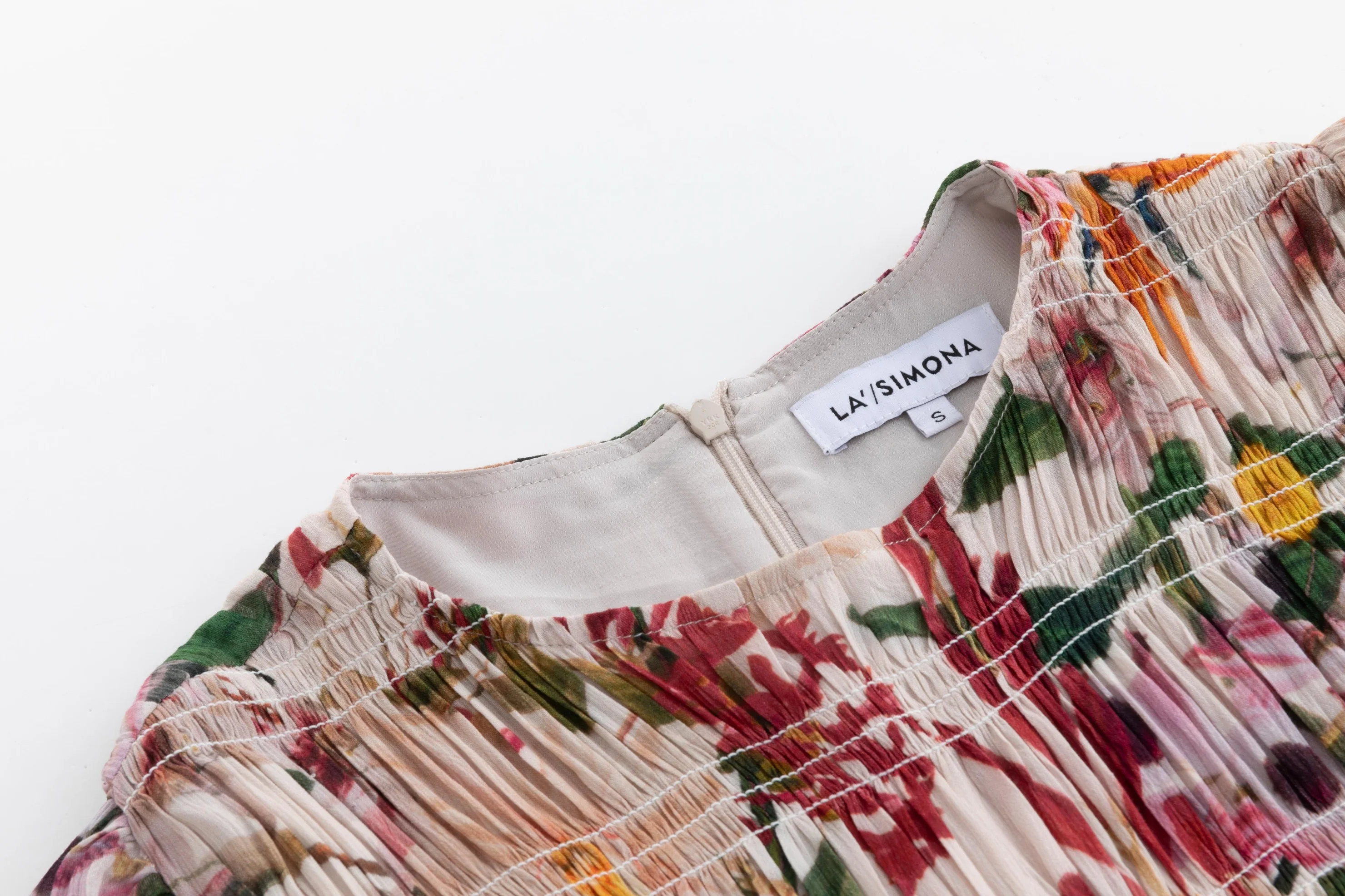 Floral Printed Linen Tiered Dress - Image 4