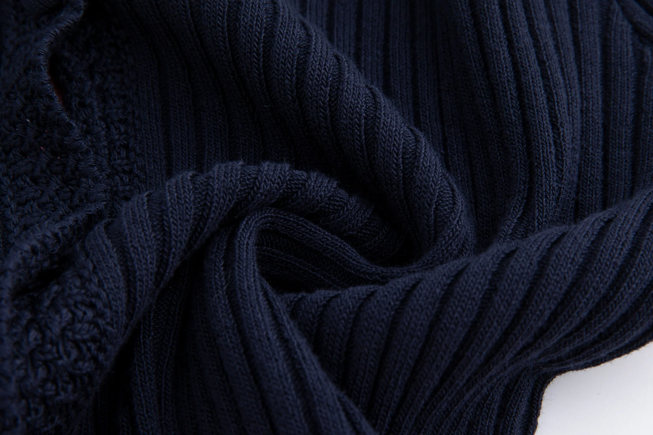 Navy Crochet Collared Knit Cardigan - Image 4