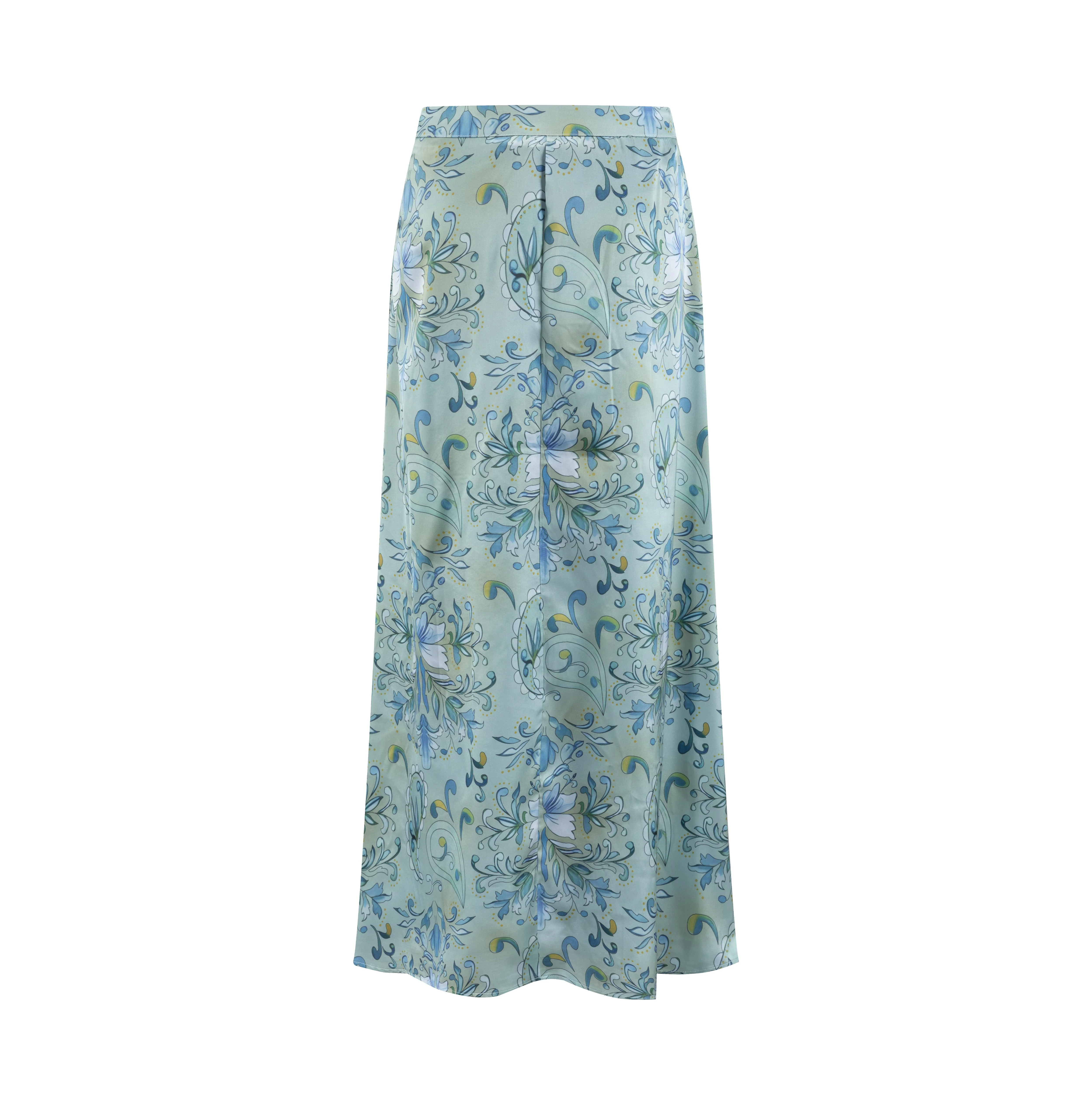 Lime Green Printed Paisley And Flowers Skirt - Image 3