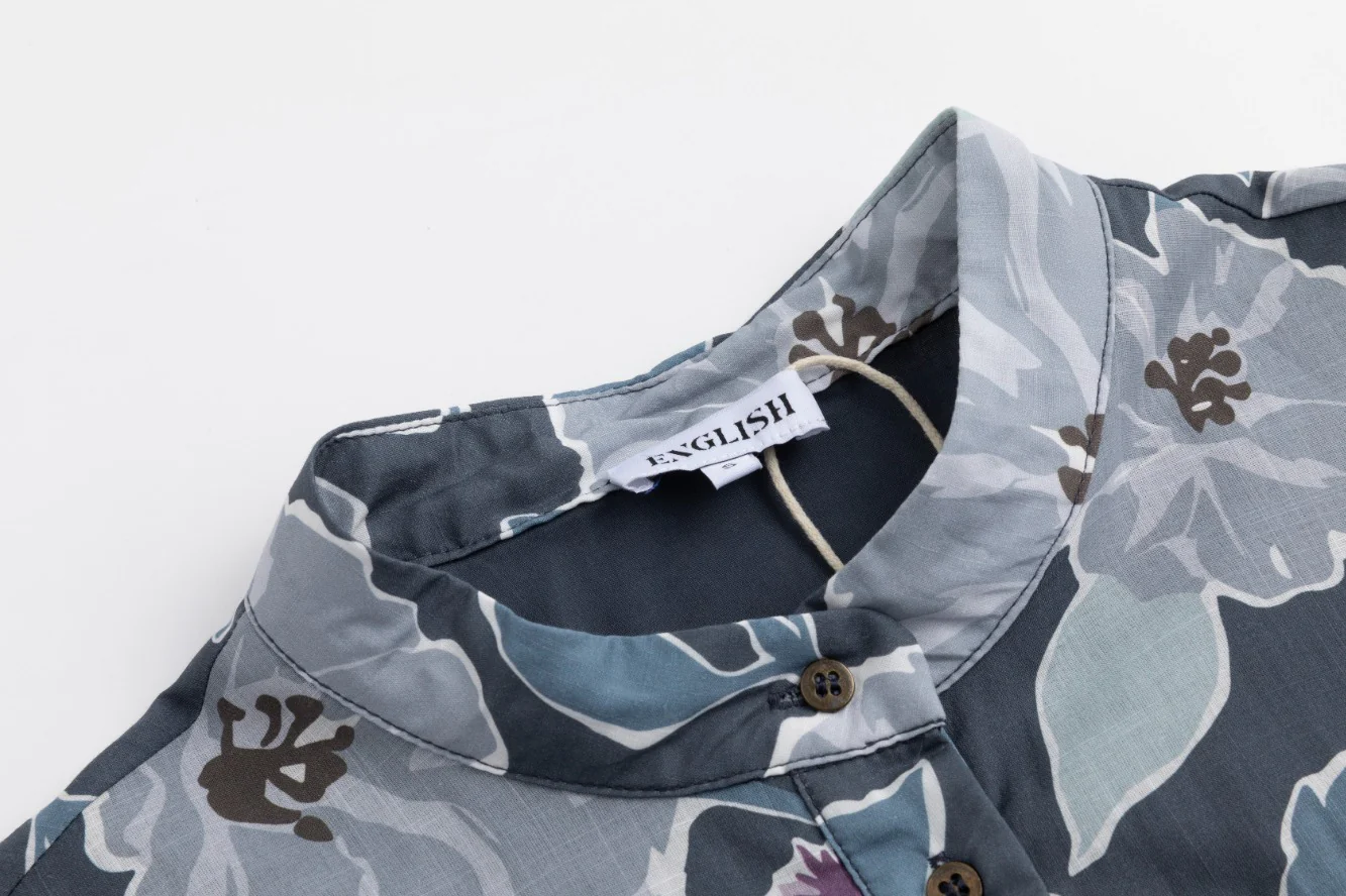 Slate Blue Printed Layered Dress With Belt - Image 5