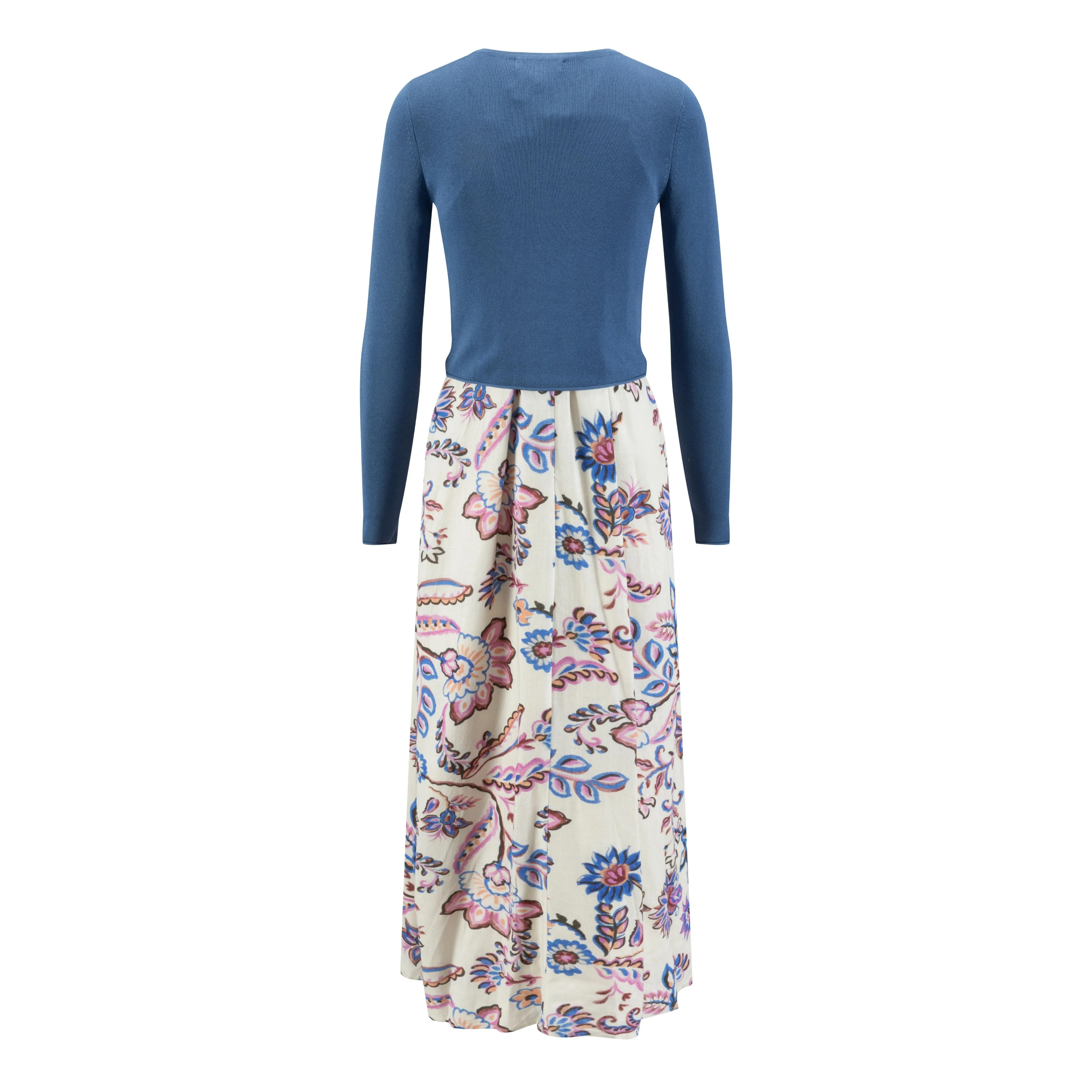 Floral Printed Linen Jumper With Blue Knit Overlay Cardigan - Image 3