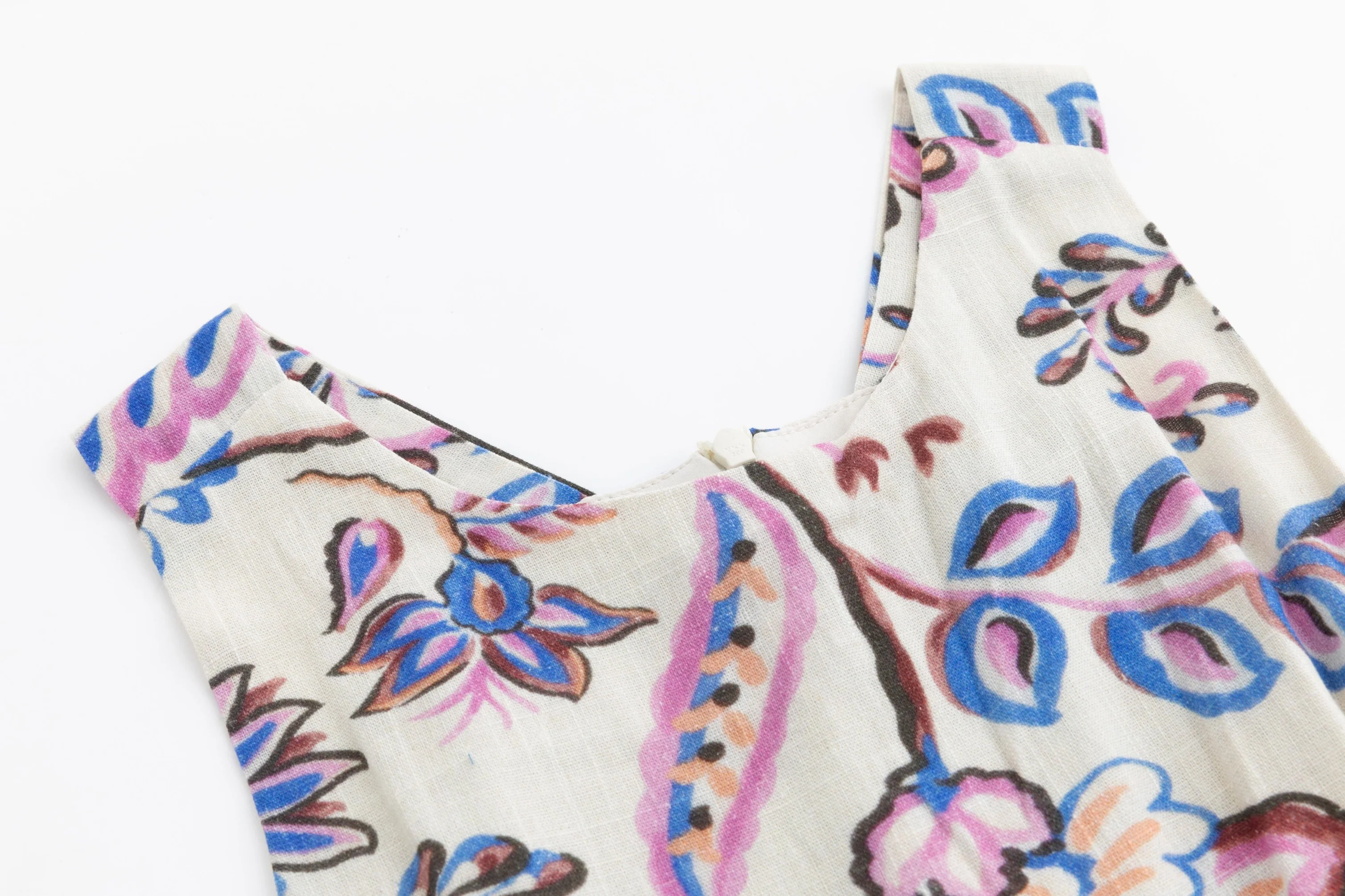 Floral Printed Linen Jumper With Blue Knit Overlay Cardigan - Image 5