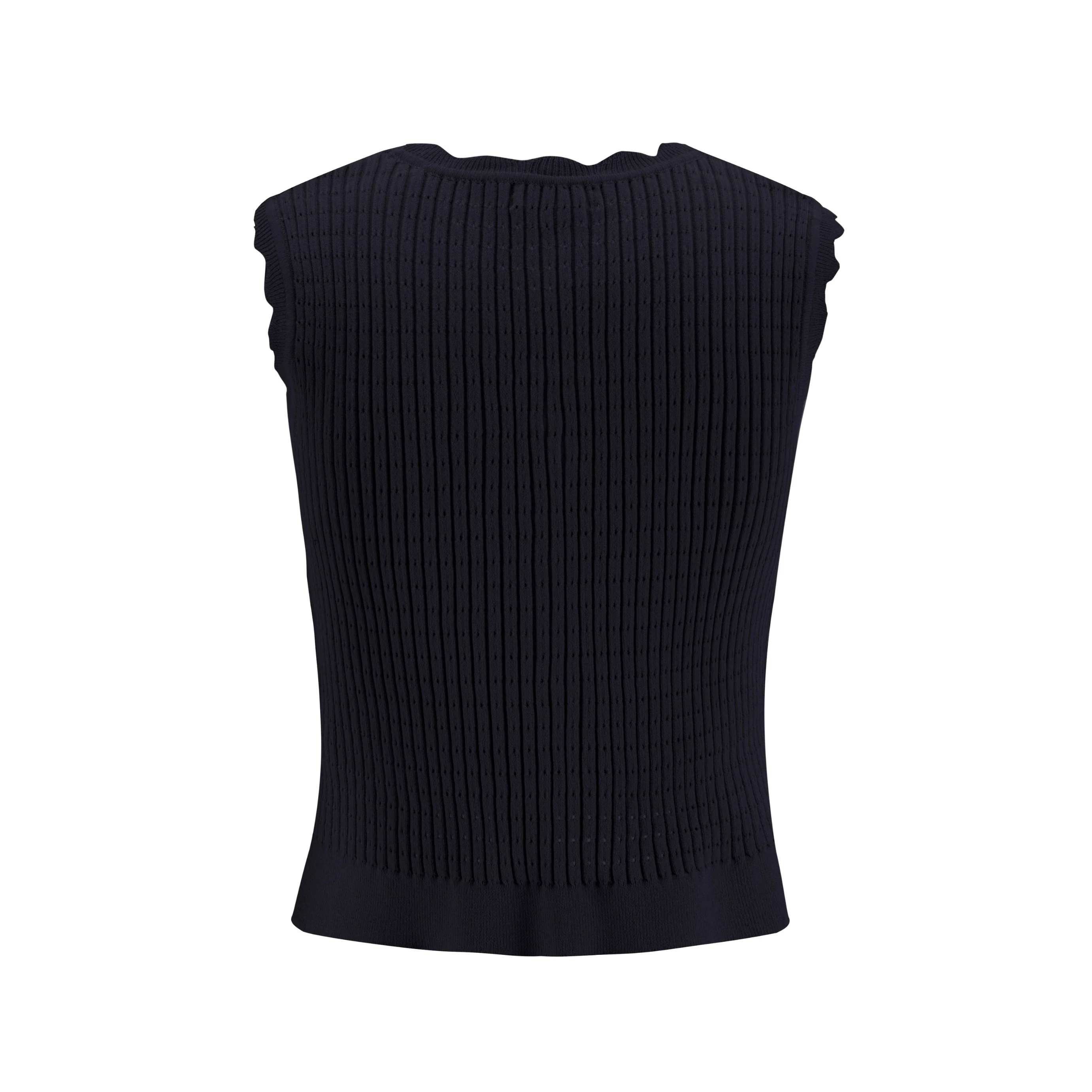 Black Scalloped Vest Cardigan - Image 3