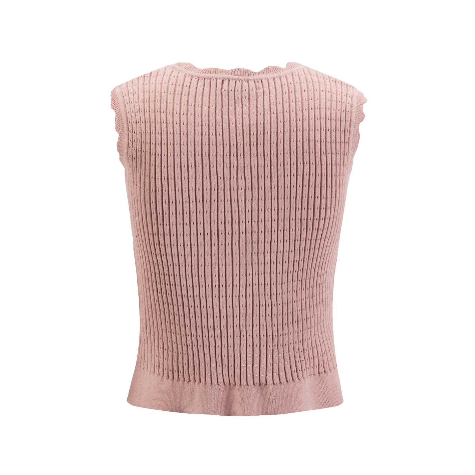 Dusty Rose Scalloped Vest Cardigan - Image 2