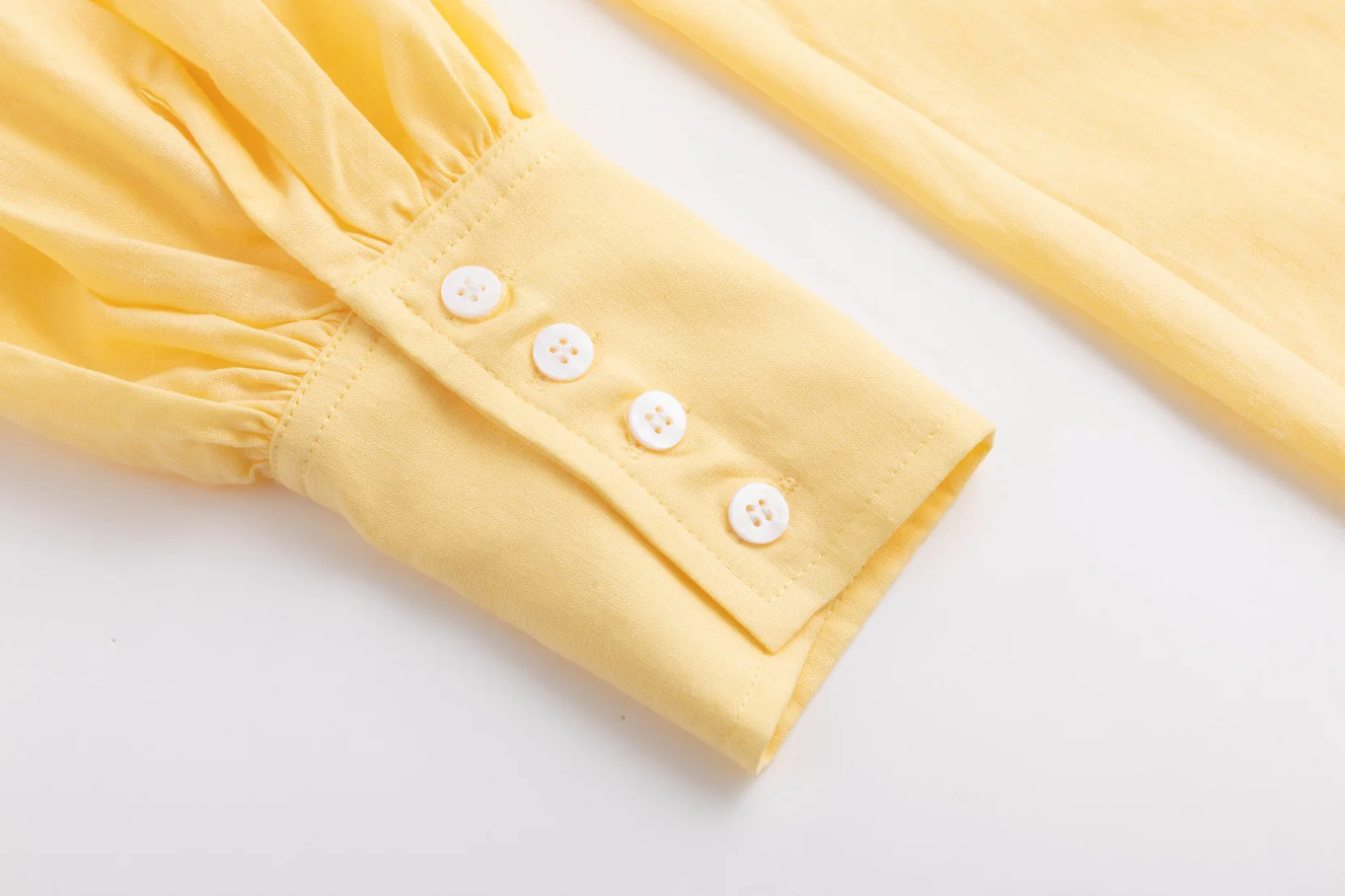 Yellow Cotton Dress With Mirror Detail - Image 5